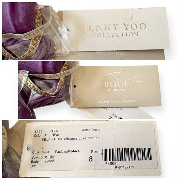 Jenny Yoo Aidan Convertible dress in wisteria luxe chiffon, Size 8, NWT - Picture 4 of 14